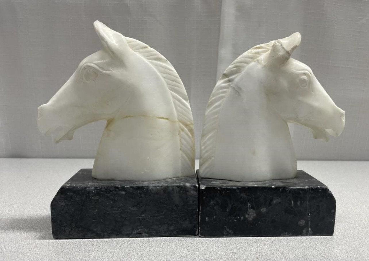 Heavy Horse Bookends - Marble or Alabaster Rustic Home Decor ...