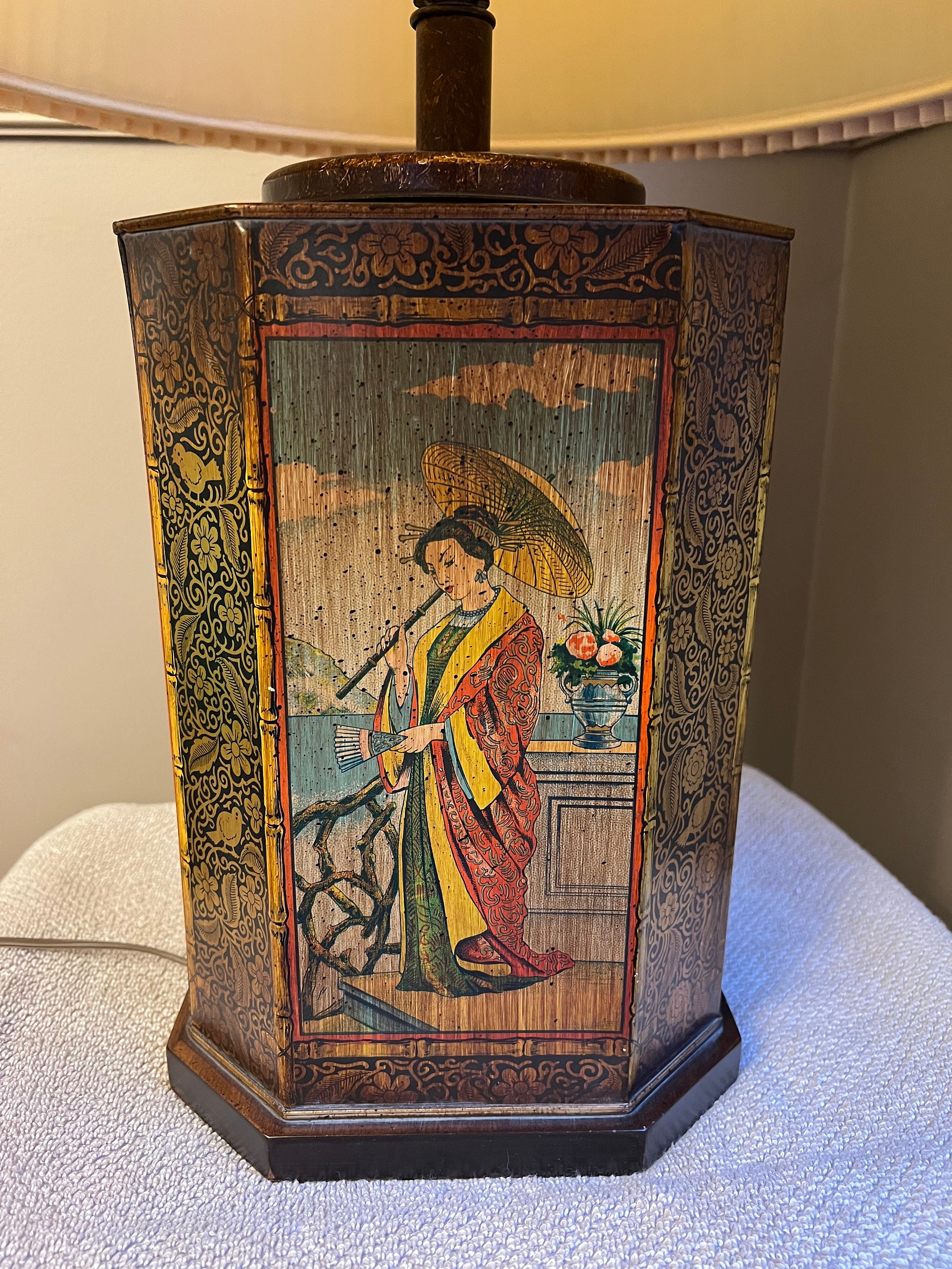 Frederick Cooper Asian Chinoiserie Tin Tea Canister Table Lamp