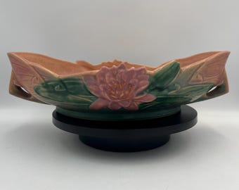 Roseville  "Water Lily" Console Bowl - Vintage Ceramic Pottery 443-12”