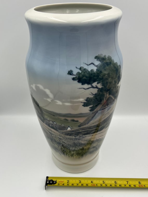 Royal Copenhagen Art Nouveau Vase, Blue Ceramic (1970s Danish Pottery)