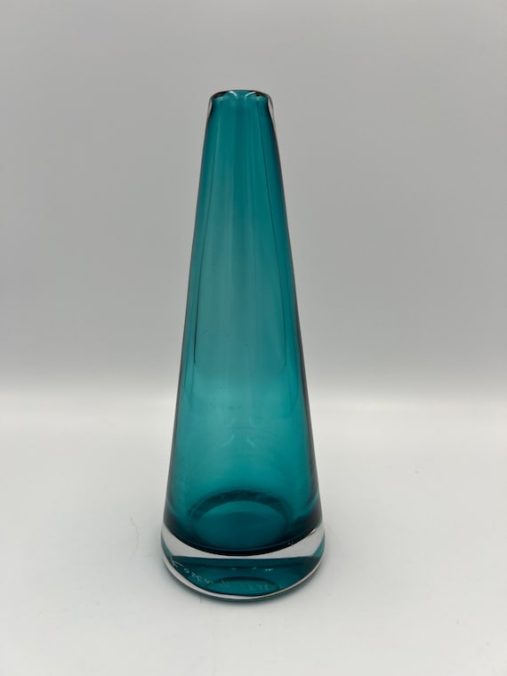 ブルーアートガラス花瓶、コスタサイン入り - Etsy 日本