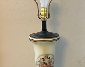 Lampe florale vintage - Fonctionne - Sans abat-jour