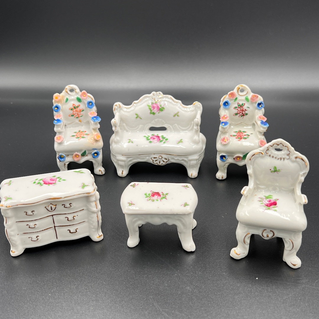 Vintage Ceramic Doll House Furniture, Six Pieces Made in Japan Etsy