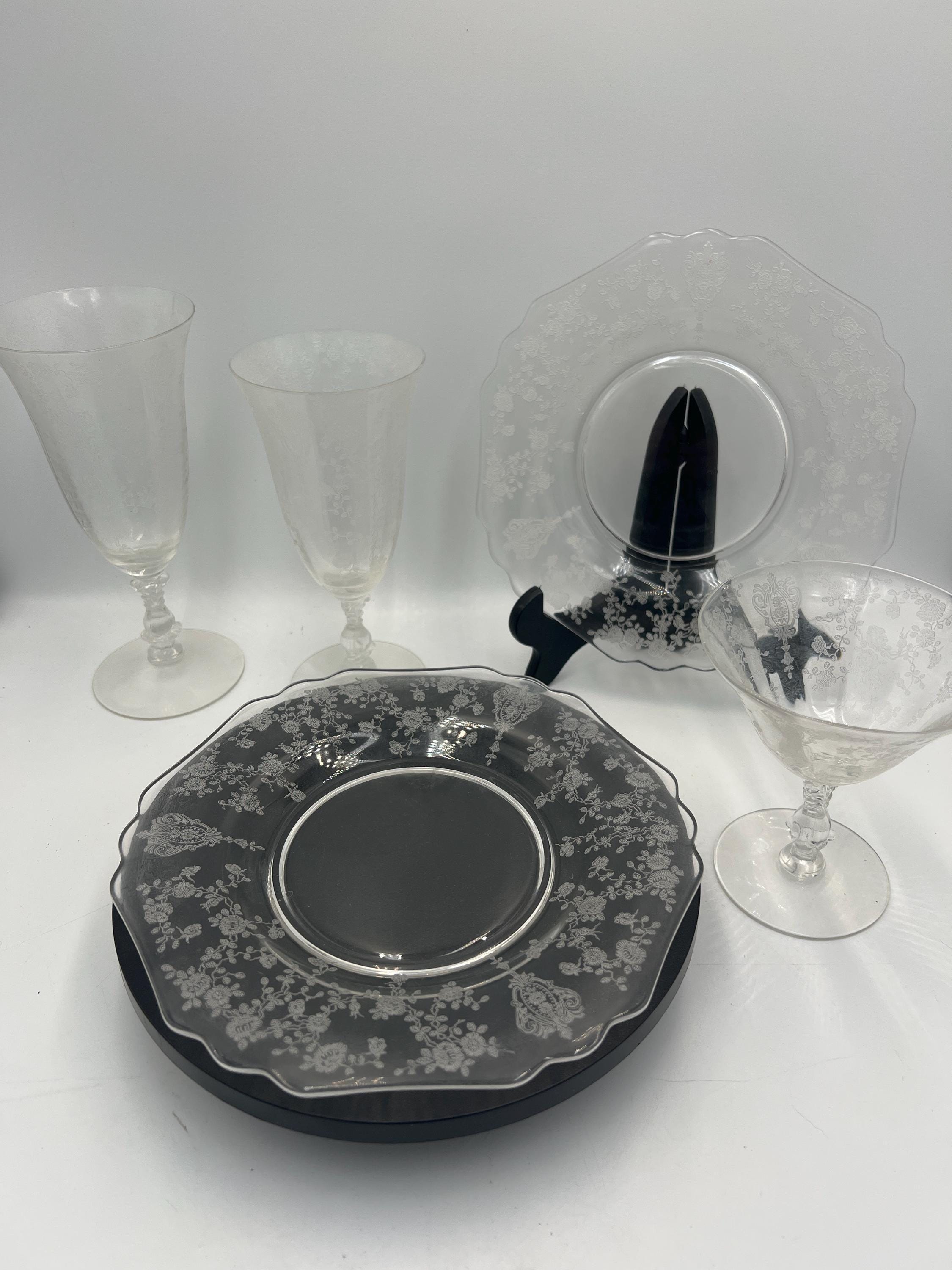 ケンブリッジ ローズポイント グラス＆プレートセット サービング