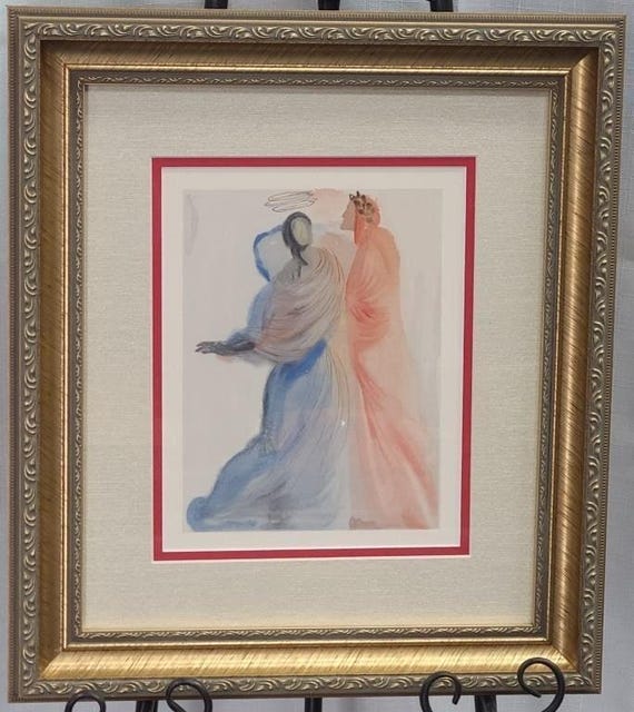 サルバドール・ダリのオリジナルカラー木版画、『ベアトリーチェの輝き