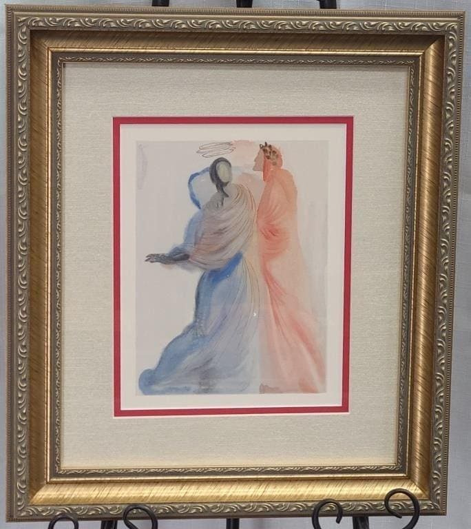 サルバドール ダリ　オリジナル木版画『ダンテ神曲、ベアトリーチェ』1960年制作 サルバドール・ダリのオリジナルカラー木版画、『ベアトリーチェの輝き