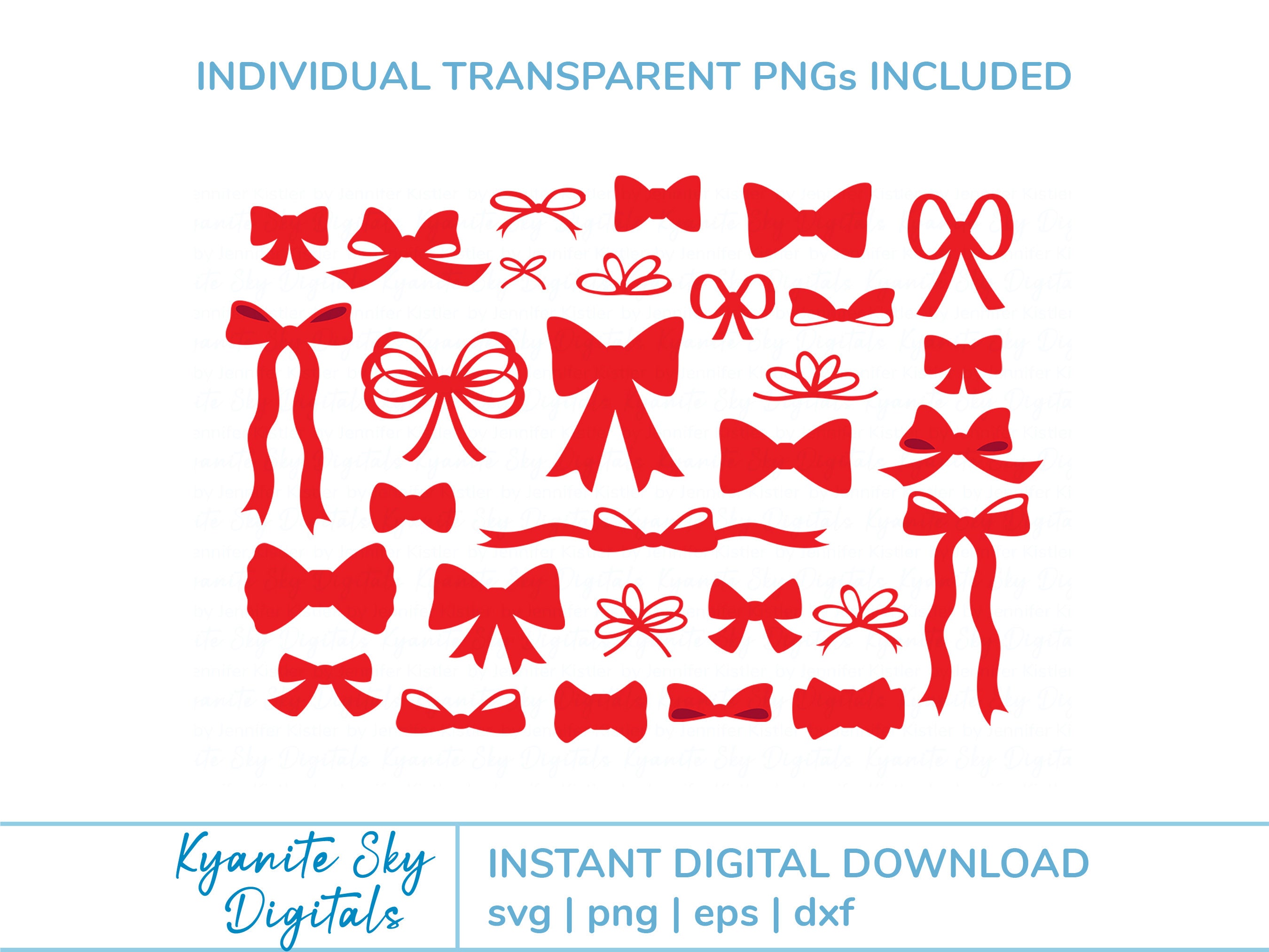 Cute Bows SVG Bundle, Cut Files to Make Flat 2-D Bow Shapes From Vinyl ...