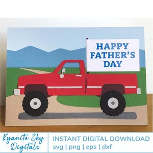 SVG Vatertagskarte 4x4 Plug-in 4x4 LKW, klassischer Squarebody-Truck, Vintage-Pickup, LKW der 1980er Jahre, Layered-Svg-Karte-Svg-Dateien, Clipart PNGs