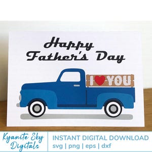 SVG Vatertagskarte Vintage Pick-up (I Love You) für Papa, alter Lastwagen, antiker LKW, antikes Auto, svg Karte Schnittdateien