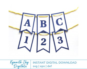 Custom Banner Kit SVG Bundle, 2-layer DIY paper garland bunting, alphabet letters & numbers, cut files for cricut, instant digital download