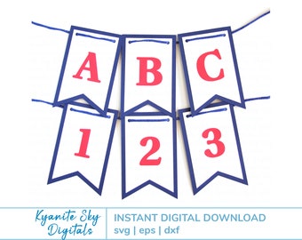 Custom Banner Kit SVG Bundle, 3-layer DIY paper garland bunting, alphabet letters & numbers, cut files for cricut, instant digital download