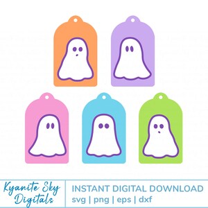 SVG Cute Halloween Ghost Tags, paper cut files for Cricut