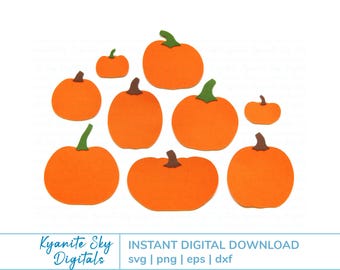 Pumpkin SVG Bundle, autumn shapes, fall harvest paper cut files for cricut & silhouette, instant digital download, PNG clipart