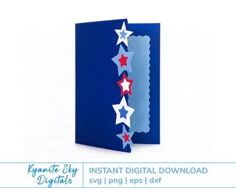 Patriotic Stars Card SVG, 4th of July holiday, military veteran, star border, layered paper cut files for cricut, instant digital download