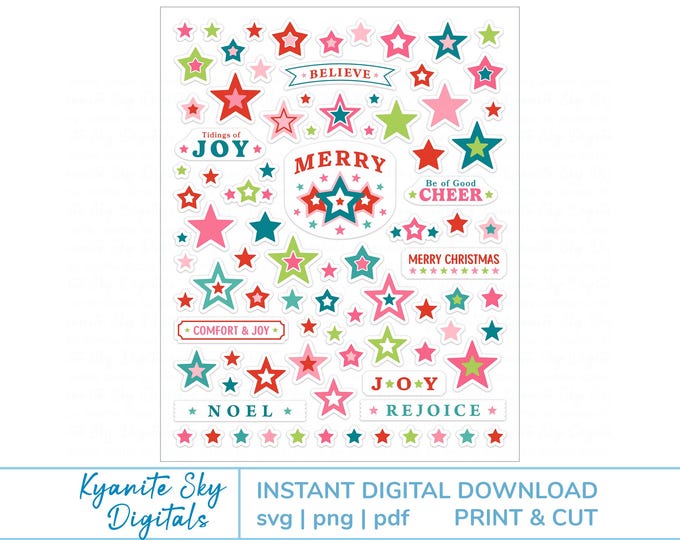 Printable Pink Christmas Sticker Bundle - Digital PNG Stickers - Print ...