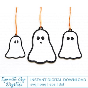 SVG Halloween Ghost Shape tags or ornament decoration, paper cut files for Cricut
