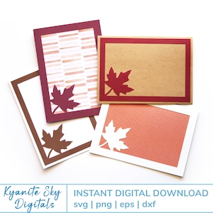 Cartes SVG automne feuilles cadres deux tailles 5 x 7" et 4,25 x 5,5", A7 et A2, pour la fabrication de cartes automne automne, fichiers svg