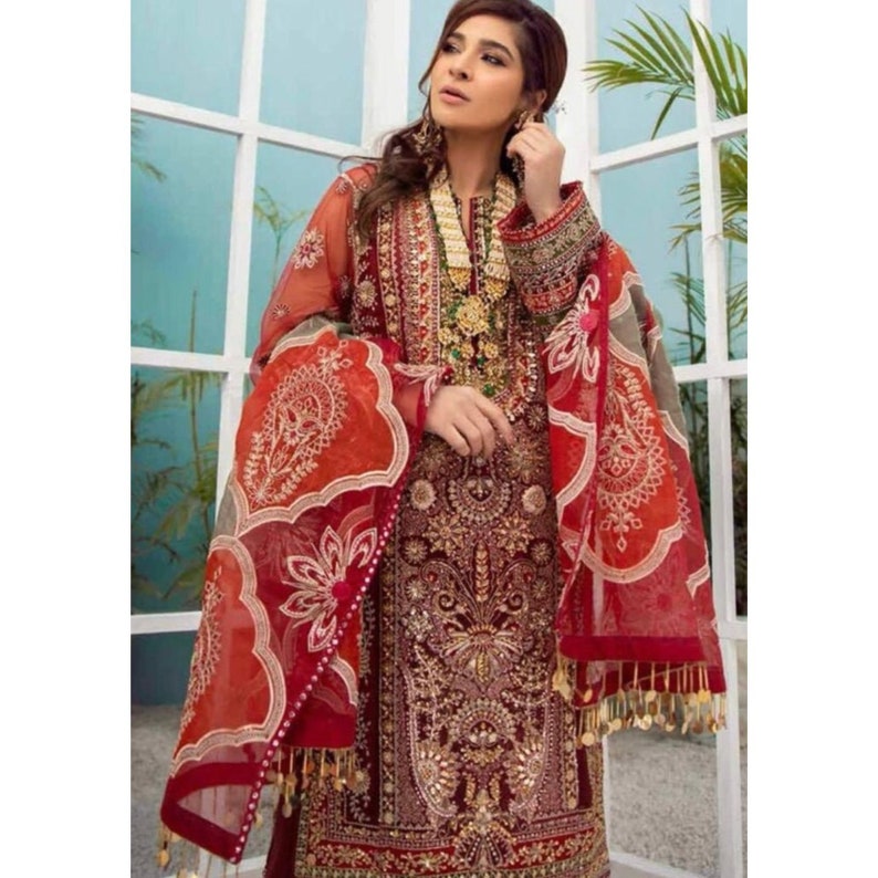 Latest Bridal Pakistani Indian Wedding dresses Heavy embroidery maxi long frock Collection dress Suits Clothes for USA UK Custom stitched zdjęcie 3