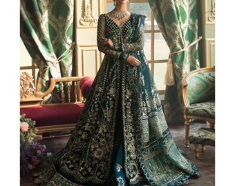 Pakistani Indian Wedding Dresses Embroidery Clothes long Maxi frock dress Collection Eid Suit Salwar Kameez Custom stitched nikkah UK USA