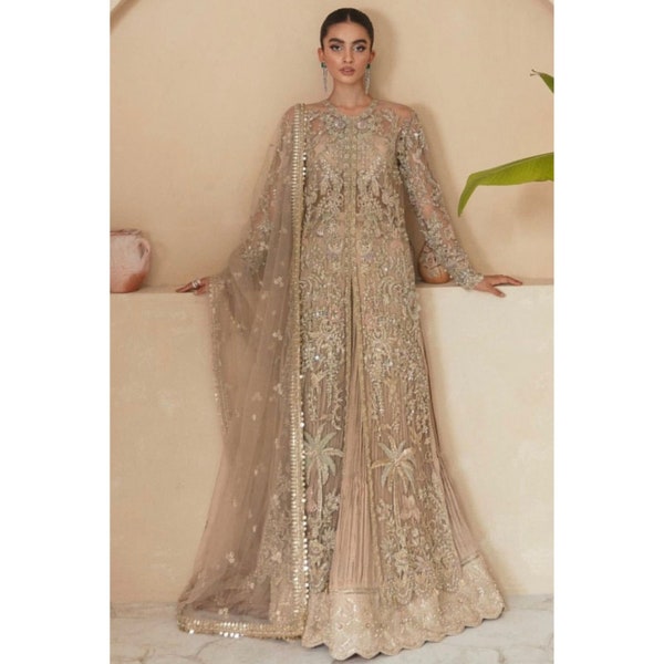 Pakistanische indische Hochzeitskleider Stickerei Kleidung lange Maxi Gehrock Sammlung Eid Anzug Salwar Kameez Custom genähte nikkah UK USA