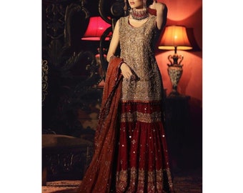 Made to Order Pakistani Indian Wedding Dresses Chiffon Embroidered Collection Party Wear Latest Style Clothes Shalwar Kameez Suits USA UK