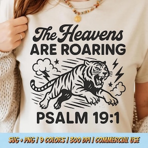 The Heavens Are Roaring PNG SVG - Christian Faith Based Bible Verse Quote Religious Digital Graphic Nature Animal Print Sublimation Design