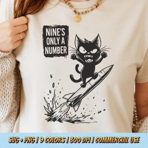 Black Cat Rocket T-Shirt Design PNG SVG - Funny Sarcastic Animal Quote Digital Graphic Meme Retro Tee Shirt Sublimation Aesthetic Clipart