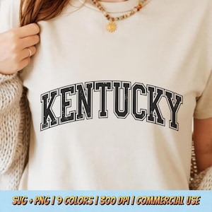 Diseño de camiseta de Kentucky PNG SVG - Fuente universitaria Orgullo del estado de EE. UU. Clipart Retro Sublimación digital Gráfico Atlético Vintage Camiseta Clipart