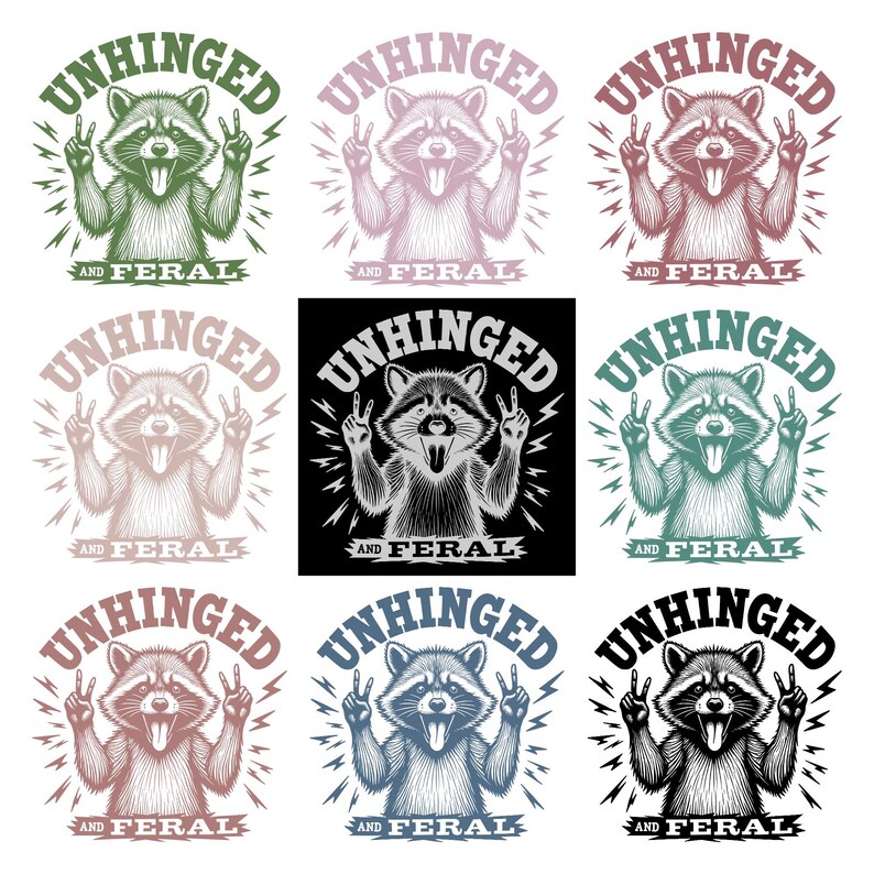 Unhinged and Feral SVG - Crazy Raccoon PNG Funny Forest, Bold Creature ...