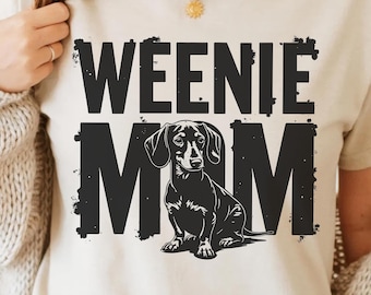 Weenie Mom PNG SVG - Funny Dog Lover Digital Graphic Cute Dachshund Pet Quote Aesthetic Animal Sublimation Shirt Design Retro Tee Shirt Art