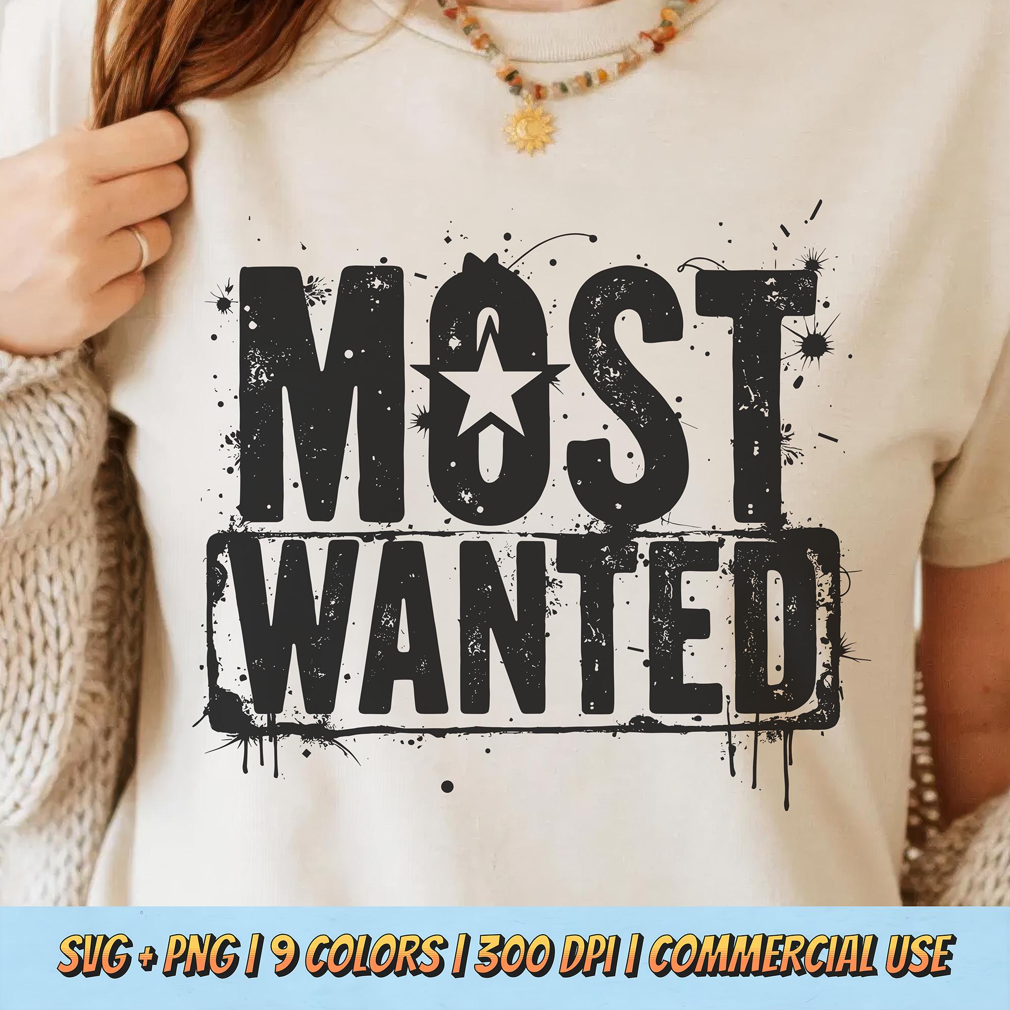 Most Wanted T-shirt Design PNG SVG - Western Outlaw Retro Wild 