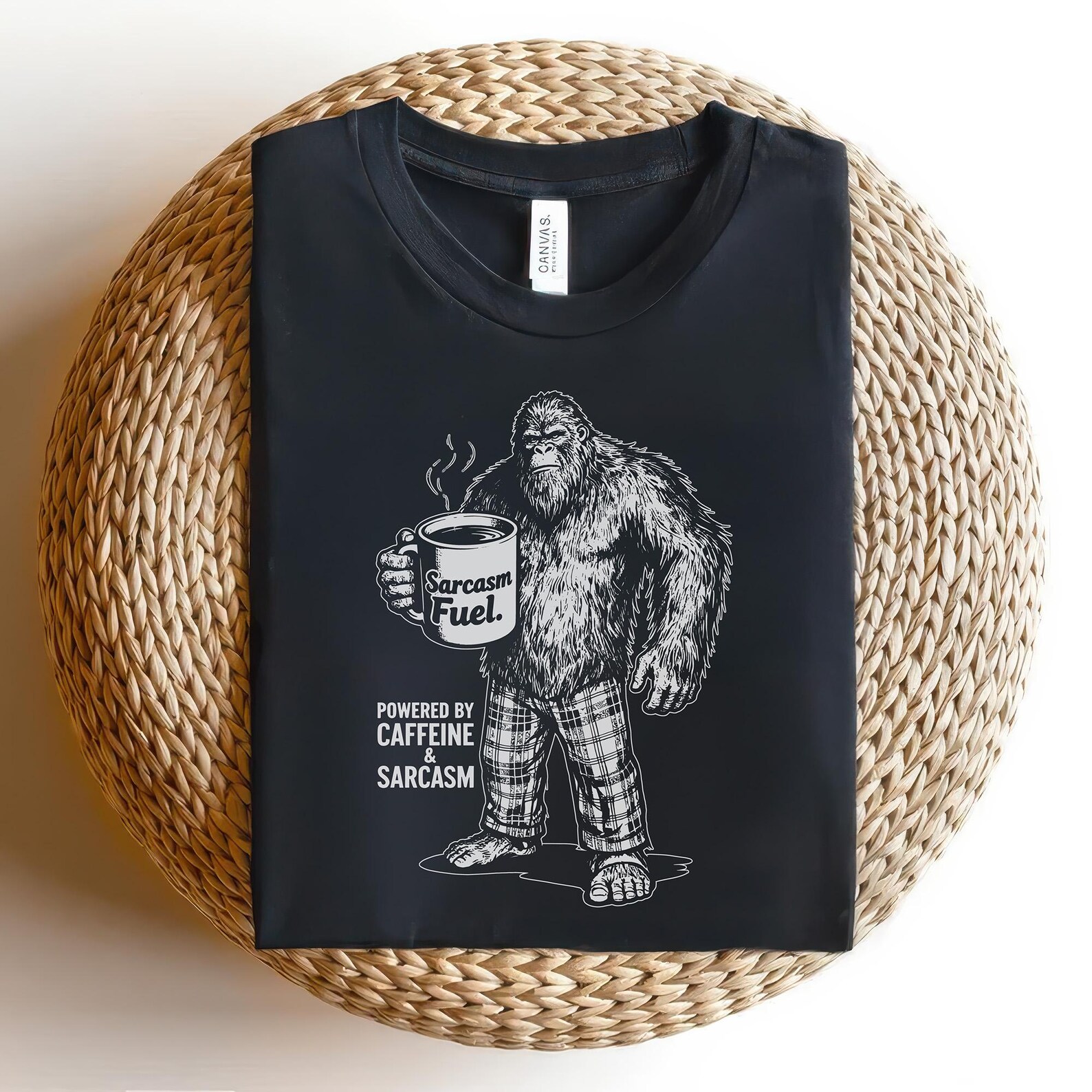 Powered by Caffeine Sarcasm PNG SVG - Funny Coffee Sasquatch Quote ...