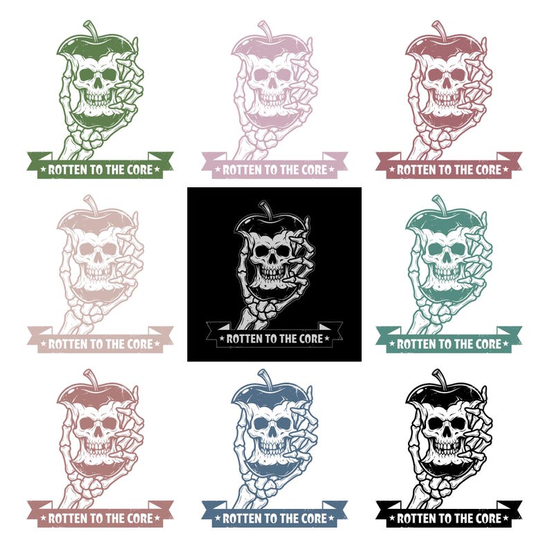 Rotten to the Core PNG SVG - Dark Skull Apple Quote Digital Graphic ...