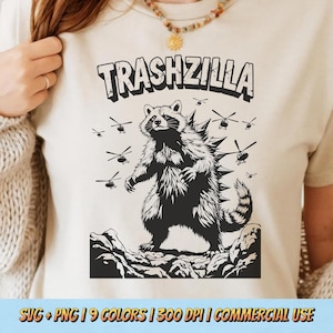 Diseño de camiseta de Trashzilla PNG SVG - Divertido mapache monstruo cita digital animal humor estético caricatura sarcástico sublimación meme gráfico