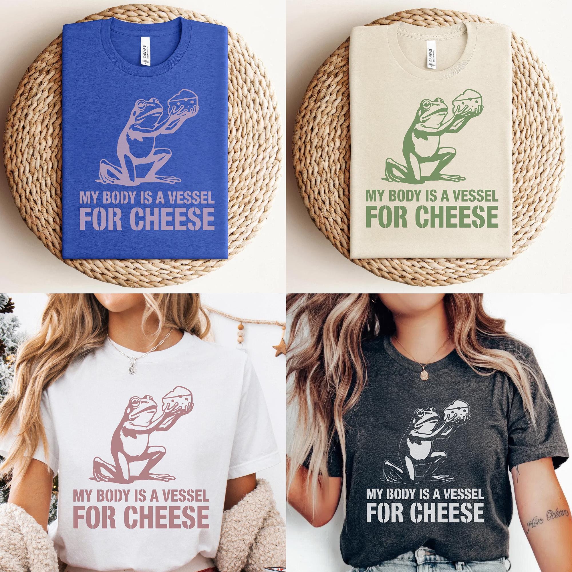My Body is A Vessel for Cheese PNG SVG - Sarcastic Frog Humor Vintage ...