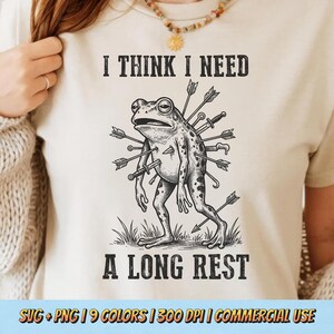Jag tror att jag behöver en lång vila PNG SVG - Rolig sarkastisk groda utbrändhet humor humor djur vintage gotisk meme sublimering grafisk t-shirt design