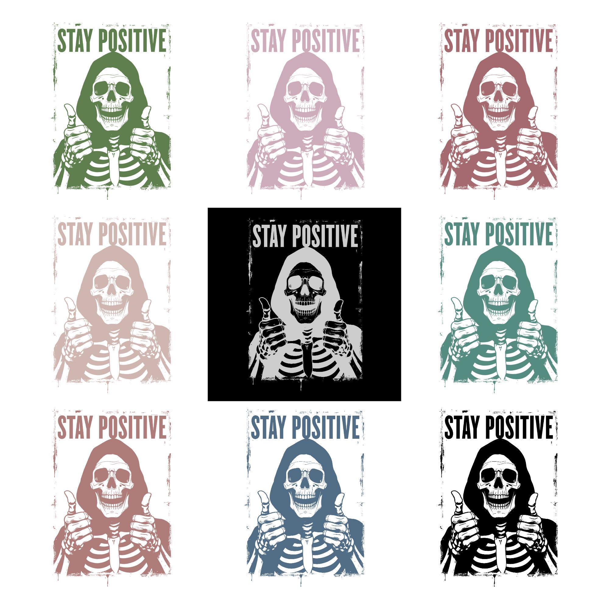Stay Positive Skeleton PNG SVG - Halloween Quote Grim Reaper Humor Dark ...