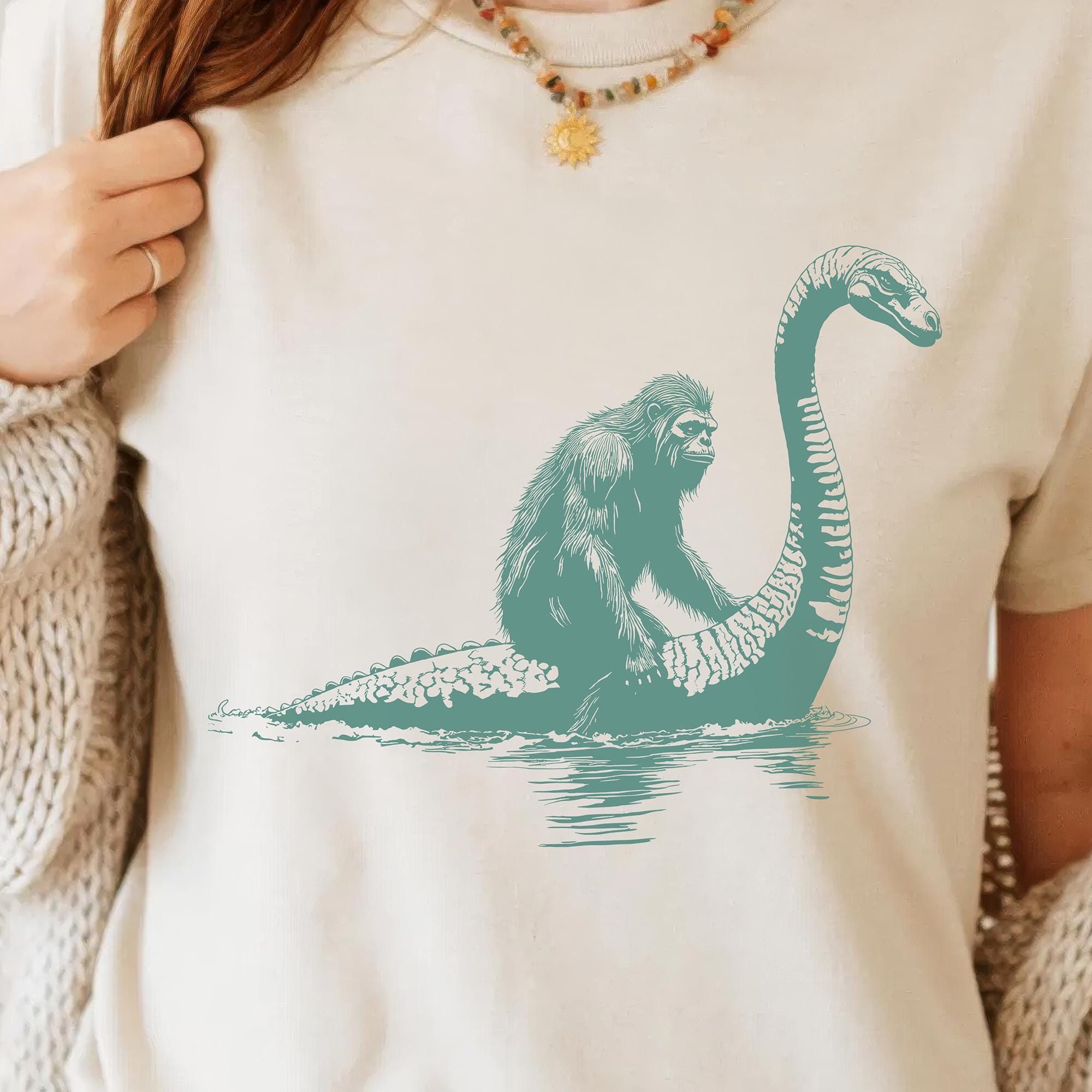 Sasquatch Riding Zebra Bigfoot Riding Nessie SVG PNG - Monster Lover, Cryptid Humor, Funny ...