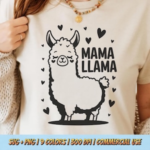 Mama Llama T-Shirt Design PNG SVG - Cute Animal Mom Quote Love Heart Funny Kawaii Mother’s Day Digital Graphic Sublimation Aesthetic Tee Art