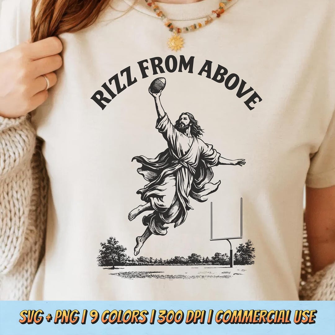 Rizz From Above PNG SVG - Funny Jesus Football Catch Humor Retro ...
