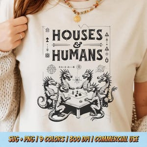 Maisons et humains T-Shirt Design PNG SVG - Fantasy Dragon de table RPG Gamer citation donjon numérique dés bande dessinée esthétique graphique sublimation