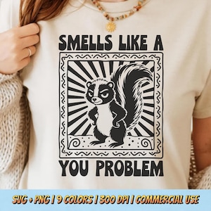 Luktar som ett duproblem PNG SVG - roligt skunkcitat digitalt grafiskt sarkastiskt djurestetiskt retro Y2K-humor sublimering attityddesign