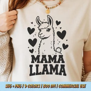 Mama Llama T-Shirt Design PNG SVG - Cute Animal Mom Quote Love Heart Funny Kawaii Mother’s Day Digital Graphic Sublimation Aesthetic Tee Art