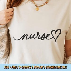 Nurse Heart T-Shirt Design PNG SVG - Cute Medical Job Appreciation Love Healthcare Worker Aesthetic Minimalist Digital Graphic Sublimation