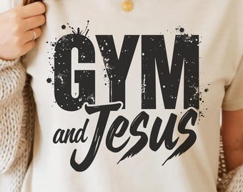 Gimnasio y Jesús PNG SVG - Diseño de camiseta de entrenamiento cristiano con cita de fitness, gráfico digital, sublimación, divertido, espiritual, gimnasio, estético, motivacional