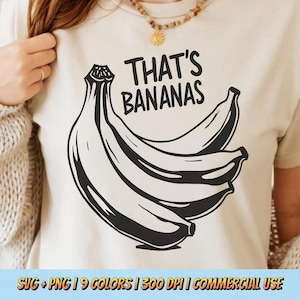 That's Bananas T-shirtontwerp PNG SVG - grappig fruit citaat grafisch digitaal esthetische humor retro zomer sublimatie schattige cartoon minimalistisch