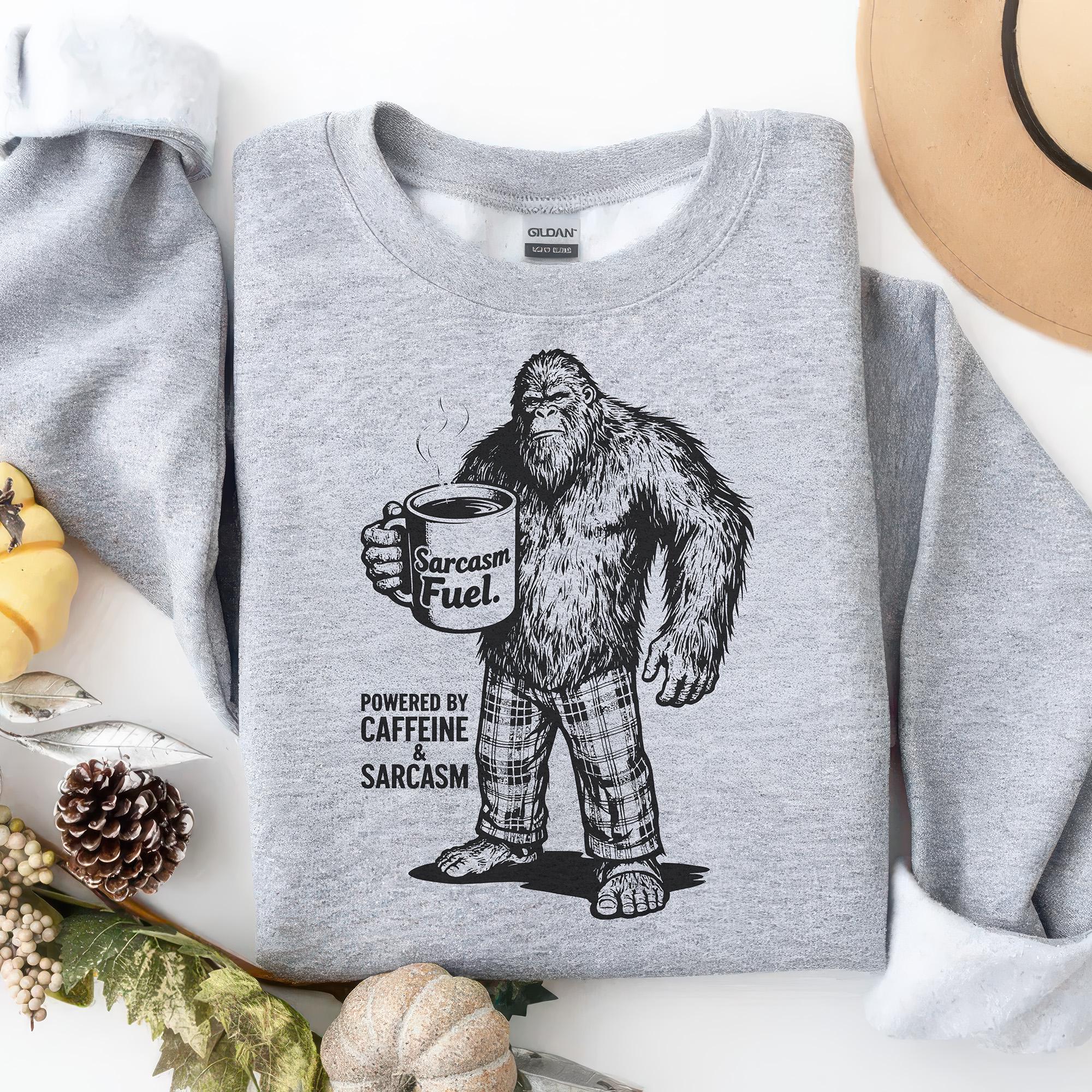 Powered by Caffeine Sarcasm PNG SVG - Funny Coffee Sasquatch Quote ...