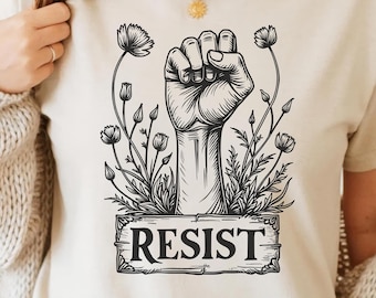 Diseño de camiseta de resistencia PNG SVG - Protesta feminista, activismo, gráfico, flores silvestres, empoderamiento, retro, estética, política, digital, sublimación de camisetas