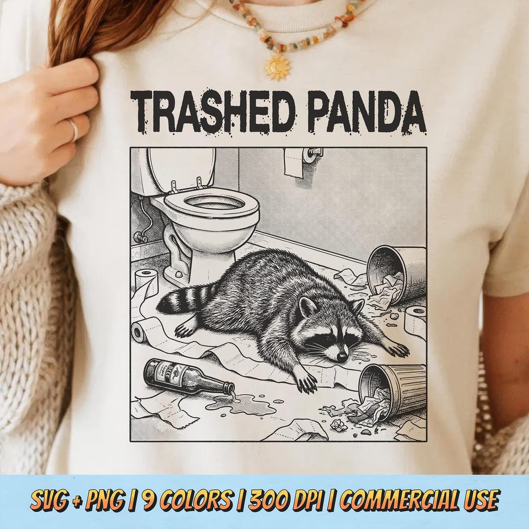 Trashed Panda PNG SVG - Funny Wasted Raccoon Animal Graphic Sarcastic ...