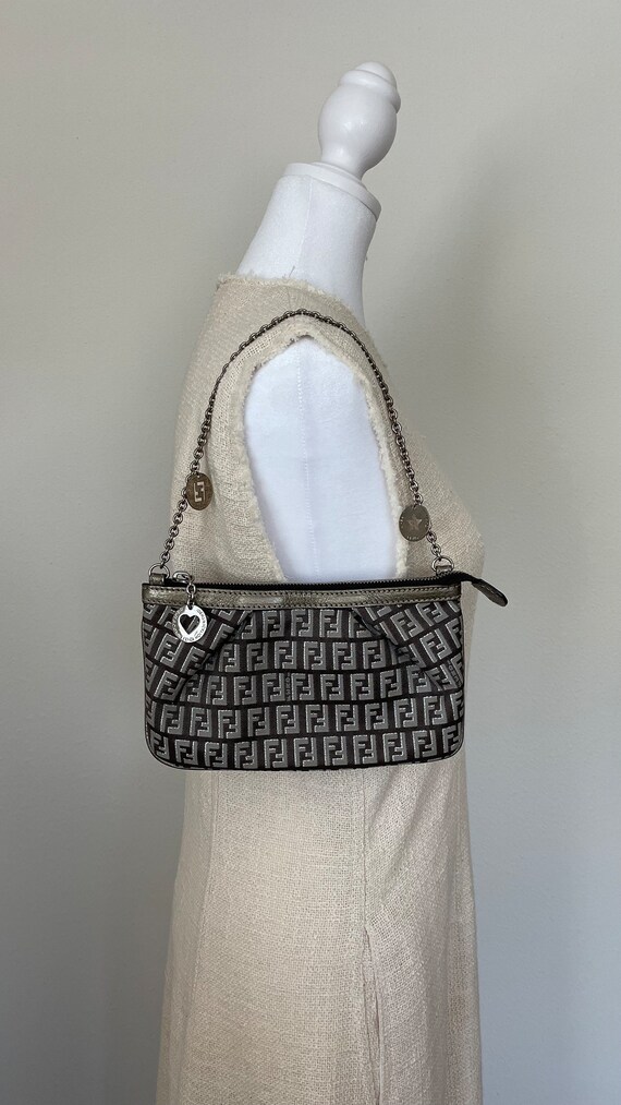 Vintage Fendi Zucchino Pochette Chain Bag - image 2